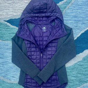 The North Face Purple and Gray Puffer Jacket with Insulated Padding